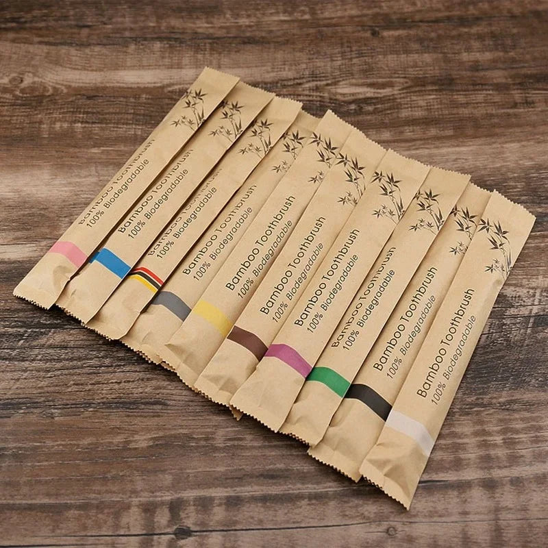 10pcs Colorful Natural Bamboo Toothbrush Soft Bristle Charcoal Teeth Whitening Bamboo Toothbrushes Soft Dental Oral Care