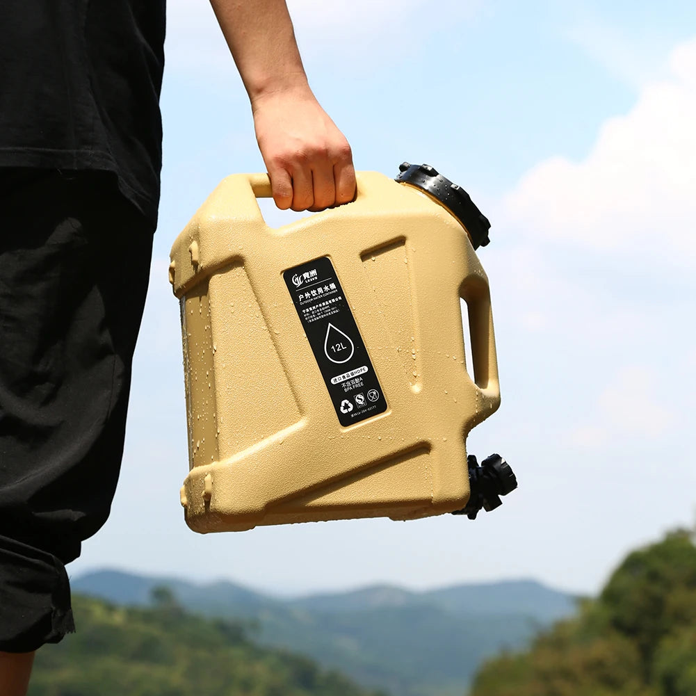 10/12L Outdoor Water Bucket Large-Capacity Portable Camping Water Bag Container with Faucet Driving Water Tank for Picnic Hiking
