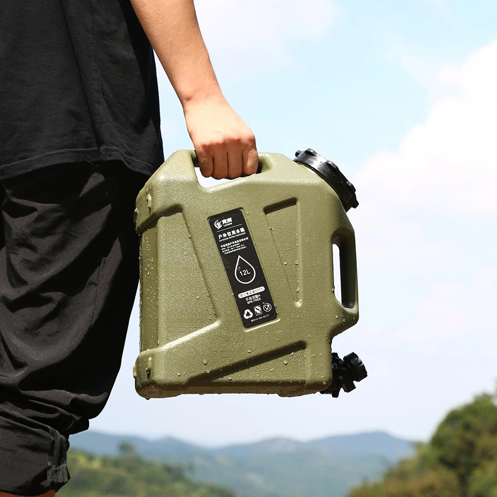 10/12L Outdoor Water Bucket Large-Capacity Portable Camping Water Bag Container with Faucet Driving Water Tank for Picnic Hiking
