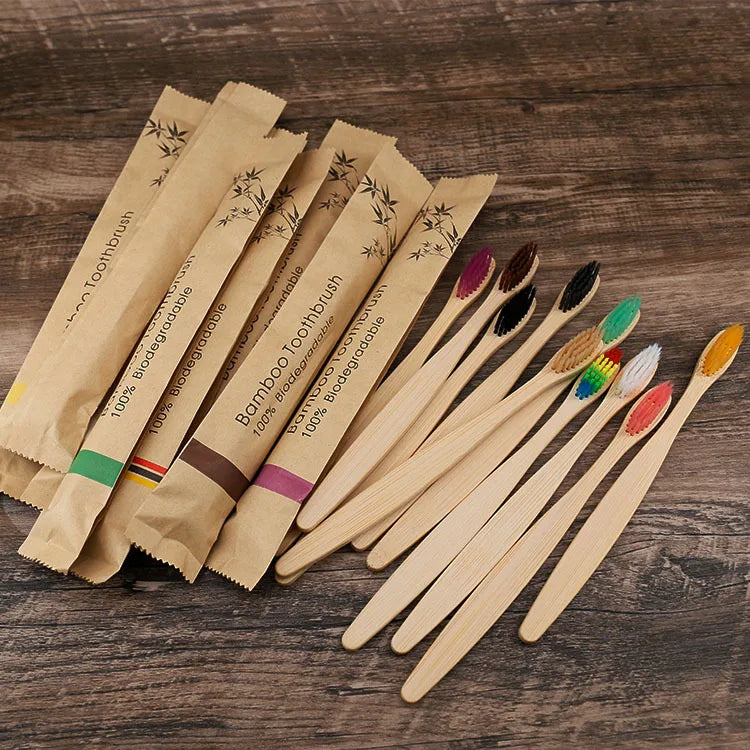 10pcs Colorful Natural Bamboo Toothbrush Soft Bristle Charcoal Teeth Whitening Bamboo Toothbrushes Soft Dental Oral Care