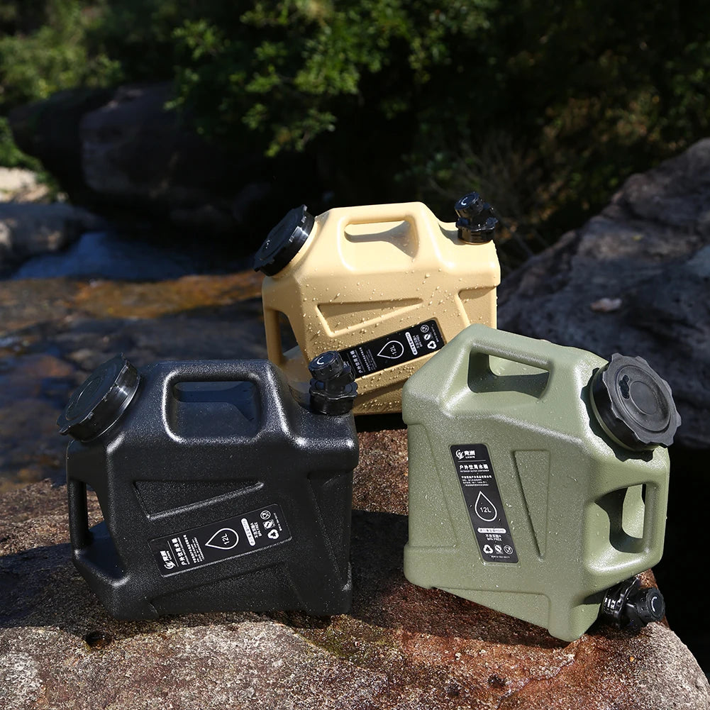 10/12L Outdoor Water Bucket Large-Capacity Portable Camping Water Bag Container with Faucet Driving Water Tank for Picnic Hiking