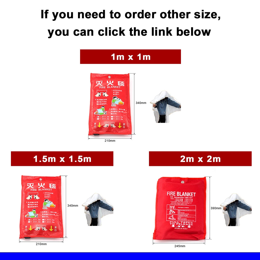 1M x 1M Fiberglass Fire Blanket Fire Flame Retardant Emergency Survival Fire Shelter Safety Cover Fire Extinguisher