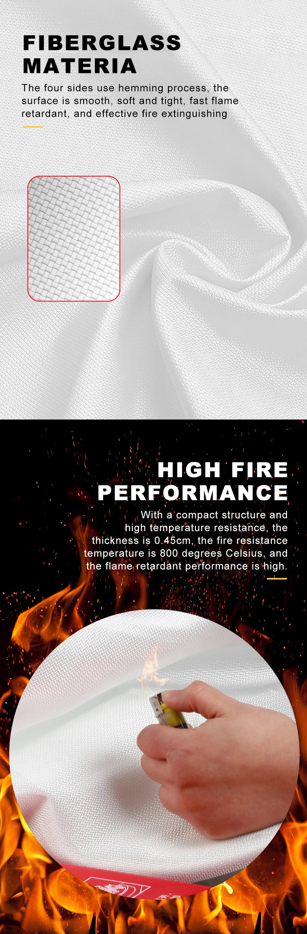 1M x 1M Fiberglass Fire Blanket Fire Flame Retardant Emergency Survival Fire Shelter Safety Cover Fire Extinguisher