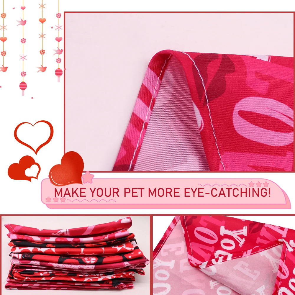 30pcs Dog Bandana Valentine's Day Pet Supplies Love Pet Dog Bandanas Scarf  Dog Accessories Polyester Small Dog Puppy Bandana