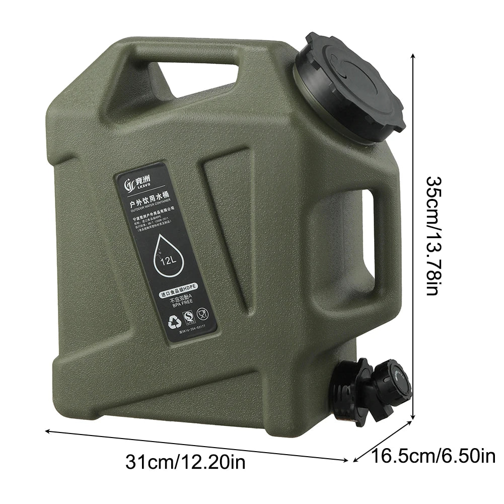 10/12L Outdoor Water Bucket Large-Capacity Portable Camping Water Bag Container with Faucet Driving Water Tank for Picnic Hiking
