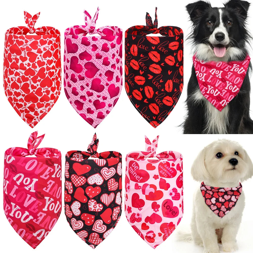 30pcs Dog Bandana Valentine's Day Pet Supplies Love Pet Dog Bandanas Scarf  Dog Accessories Polyester Small Dog Puppy Bandana